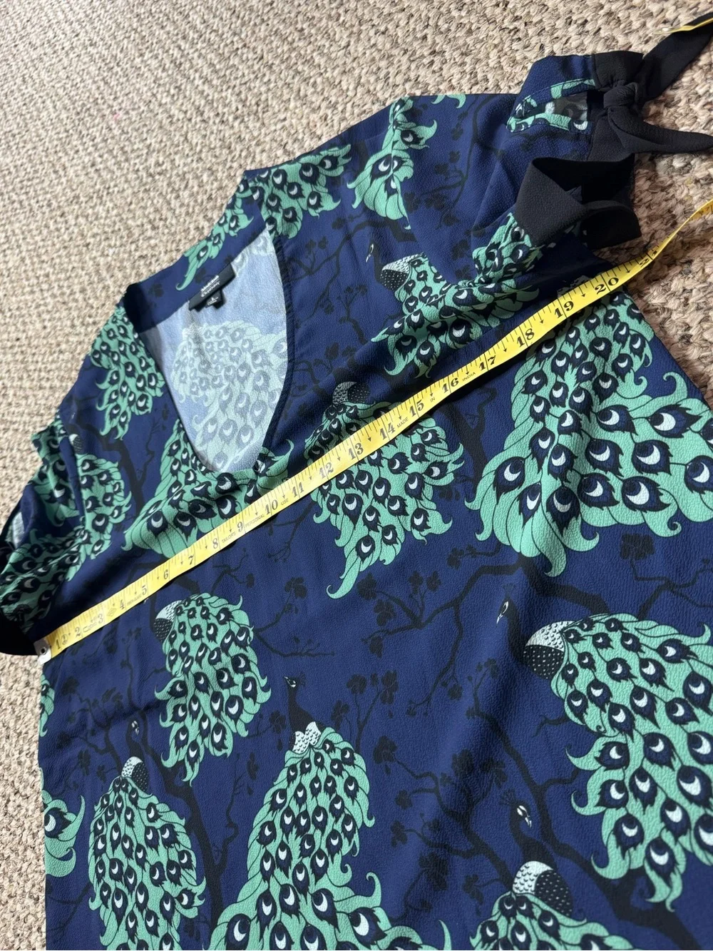 ModCloth × Dupenny Ideal Discovery Peacock Print Short Sleeve Top size L